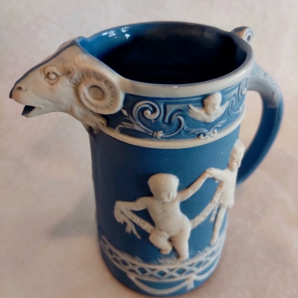 RARE Germany 1890s Ram head cherub SIGNED GOAT HEAD CHILDREN Cherub - Picture 2 of 16